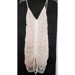 Pretty Little Thing White mesh ruched dress